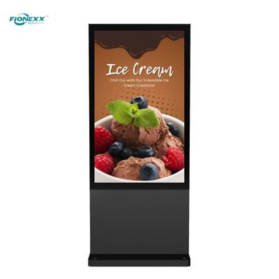 Buen precio 55 pulgadas Black AD Tablero exterior sin abanico Totem digital vertical en línea