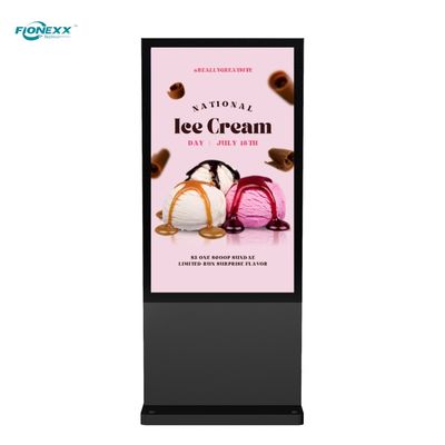 Buen precio 65 pulgadas Black AD Tablero exterior sin ventilador vertical digital Totem en línea