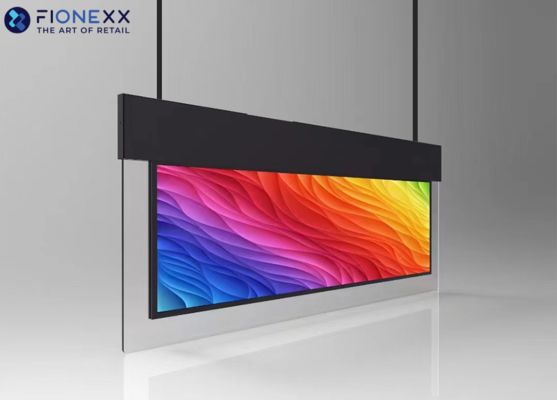 Buen precio Pantalla colgante de doble cara ultra delgada, pantalla horizontal con margen de vidrio 700 nits + 700 nits La pantalla de alta definición suspendida en línea