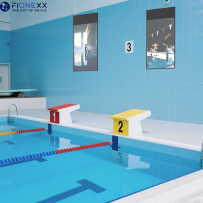 Buen precio 49 pulgadas pantallas de señalización digital colgantes de dos lados 700nits diseño minorista en línea