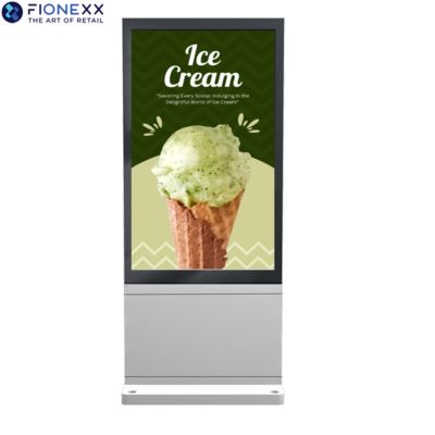 Buen precio Pantalla publicitaria LCD para exteriores de 75'' Silver AD Board, señalización digital externa de 1650*928mm, pantalla publicitaria duradera para exteriores en línea