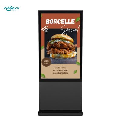 Buen precio 75 pulgadas Black AD Tablero exterior sin ventilador vertical digital tótem en línea