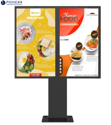55 pulgadas de conducción exterior a través de la señalización digital a prueba de agua doble pantalla conducción a través de los tableros de menú pantalla LCD señalización digital para el restaurante al aire libre