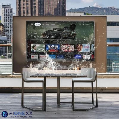 Televisión inteligente al aire libre A prueba de intemperie Google TV, 4K Alta luminosidad Resistente a la temperatura IP55 Televisores a prueba de agua
