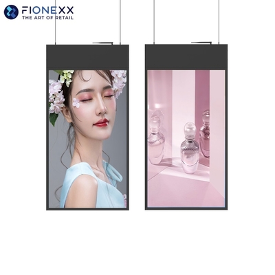 Buen precio Display de ventana LCD de doble cara con señalización digital montada en el techo para tiendas minoristas en línea