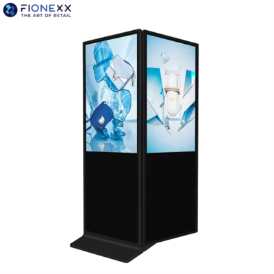 Buen precio Publicidad en interiores Quiosco de señalización digital de pantalla doble con soporte de piso de doble lado y solución Android en línea
