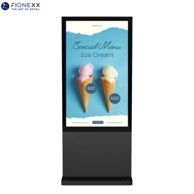 Buen precio Tótem digital vertical sin ventilador para exteriores Android negro de 65 pulgadas: señalización digital publicitaria sin ventilador, diseñada para exteriores en línea
