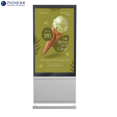 Buen precio 55 pulgadas Placa de AD de plata exterior sin ventilador Vertical Totem digital exterior pantalla de publicidad duradera en línea