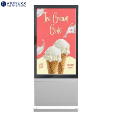 Buen precio Pantalla de publicidad exterior duradera Plata Ventanas versátiles Totem digital exterior de 75 pulgadas Alto rendimiento en línea