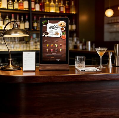 Buen precio Inalámbrico y portátil, más flexible en la mesa del comedor Pantalla LCD de señalización de 11,6 pulgadas en línea