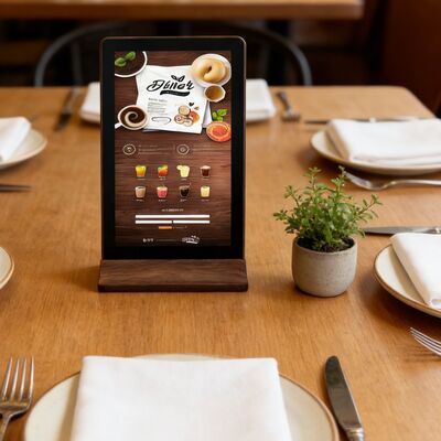 Diseño recargable, pantalla táctil de pedido inteligente con costos de cableado reducidos